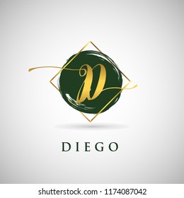 Simple Elegance Initial Letter D Gold Logo Type Sign Symbol Icon