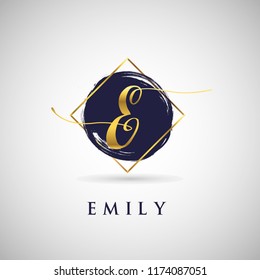 Simple Elegance Initial Letter E Gold Logo Type Sign Symbol Icon