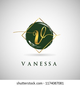 Simple Elegance Initial Letter V Gold Logo Type Sign Symbol Icon