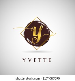 Simple Elegance Initial Letter Y Gold Logo Type Sign Symbol Icon