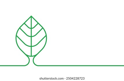 Simple Elegance Leaf Icon banner or background - A Minimalist Monoline Vector Graphic with  White Space background for a Clean and Sophisticated Eco-Friendly Design
