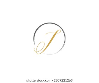 Carta de elegancia simple J con plantilla de diseño de logotipo de círculo de pincel