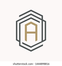 Simple and elegance letter A symbol inside abstract hexagon. Simple emblem letter for your best business symbol. Vector illustration EPS.8 EPS.10