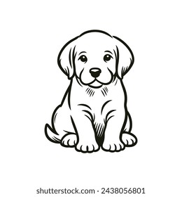 Simple Elegance logo icon Silhouette of a Puppy in Vector on White Background