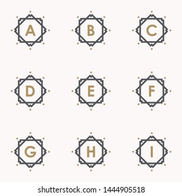 Simple and elegance set letter emblem A B C D E F G H I symbol inside abstract square. Set simple emblem letter for your best business symbol. Vector illustration EPS.8 EPS.10