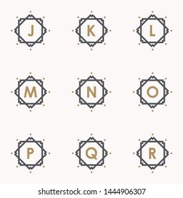 Simple and elegance set letter emblem J K L M N O P Q R symbol inside abstract square. Set simple emblem letter for your best business symbol. Vector illustration EPS.8 EPS.10