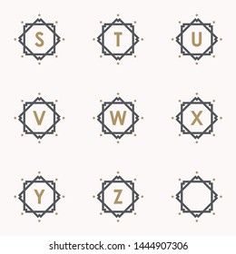 Simple and elegance set letter emblem S T U V W X Y Z symbol inside abstract square. Set simple emblem letter for your best business symbol. Vector illustration EPS.8 EPS.10