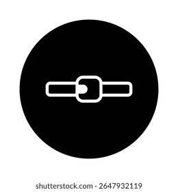 Elegância simples: um ícone elegante cinto fivela dentro de um círculo preto sólido transmitindo estilo e funcionalidade