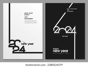 einfach und elegant 2024 neues Jahr Banner. die Neujahrsveranstaltung 2024 zu beleben. Schönes Design mit einem Hauch von Licht.