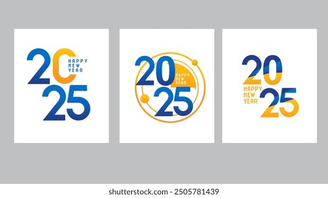 simple elegant  2025 number calendar cover design with blue and yellow color corporate