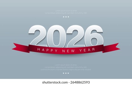 Diseño de fondo de feliz año Nuevo 2026 simple y elegante. Folleto, tarjeta de felicitación, Anuncio, cartel. Ilustración vectorial.