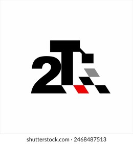 Simple elegant 2T logo design in three-dimensional pixel style.