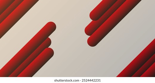 Elegantes líneas curvas 3d color rojo y negro sobre fondo gris diseño simple