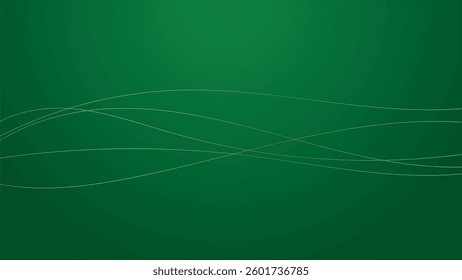 A simple, elegant abstract background featuring a deep green color with multiple wavy lines in a gold or light yellow tone.