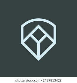 simple elegant abstract letter A shield logo