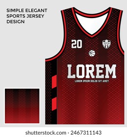 Plantilla de sublimación simple elegante abstracta de la camiseta de baloncesto roja
