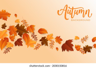 Simple elegant autumn background with flat leaf design