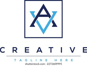 Diseño elegante y sencillo de logotipo de carta AV. Creativas letras de alfabeto moderno monograma icono A, A y V, V A, V V y A.