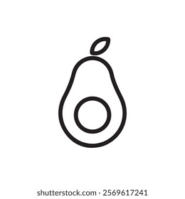 Simple and elegant avocado line art vector icon, perfect for logos, branding, web designs, packaging, and minimalist art projects.