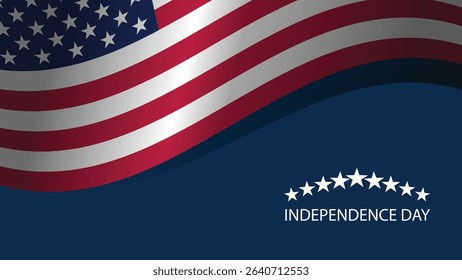 Simple elegant banner of USA indepence day. wavy flag of united states banner, celebration of 4th of July USA indepence day vector stock 