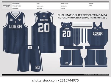 Simple elegant Basketball jersey template with technical pack and actual printable sewing pattern