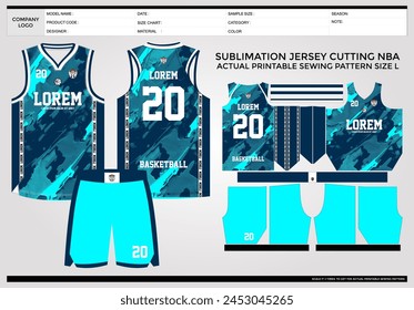 Simple elegant Basketball jersey template with technical pack and actual printable sewing pattern