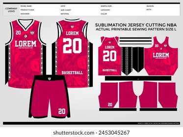 Simple elegant Basketball jersey template with technical pack and actual printable sewing pattern