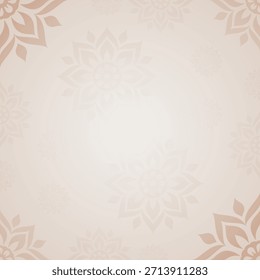 Diseño de fondo cuadrado de mandala beige elegante simple con acento floral