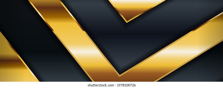 Simple Elegant Black Background Combined with Golden Lines Element. Graphic Design Element.