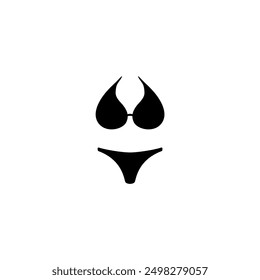 A simple, elegant black bikini silhouette against a plain white background, conveying a sense of fashion, style, and allure.