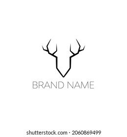 simple elegant black deer logo design concept Geometric black animal on white background	
