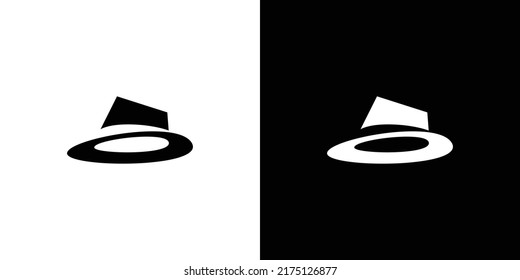 Simple and elegant black hat illustration logo design