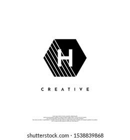 simple elegant black hexagonal shape with H logo letter creative design concept isolated on white background. vector illustration.