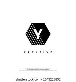 simple elegant black hexagonal shape with Y logo letter creative design concept isolated on white background. vector illustration.