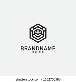 Simple elegant black hexagonal shape creative design concept isolated on white background. vector illustration.