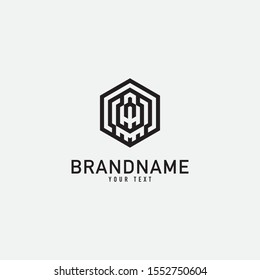 Simple elegant black hexagonal shape creative design concept isolated on white background. vector illustration.