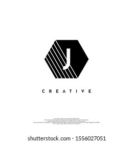 simple elegant black hexagonal shape with J logo letter creative design concept isolated on white background. vector illustration.