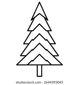 A simple and elegant black line art illustration presents a stylized Christmas tree, perfect for adding a touch of holiday cheer.