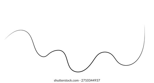 Una línea negra simple y elegante se curva y ondula suavemente sobre un fondo blanco limpio, creando un diseño minimalista y abstracto.