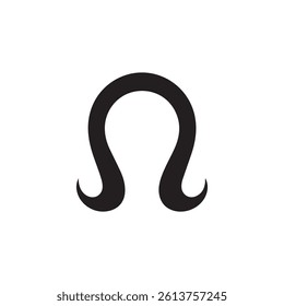 Simple and Elegant Black Omega Symbol.A clean, bold graphic of the uppercase Greek letter Omega.