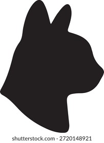 Una silueta negra simple y elegante de la cabeza de un gato de perfil, adecuada para logotipos de tiendas de mascotas, clínicas veterinarias o diseños de amantes de los gatos.