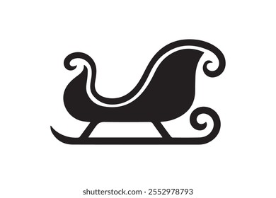 Simple and elegant black silhouette of a Santa sleigh. Perfect for Christmas decorations, greeting cards, holiday-themed designs, and festive print or digital projects.