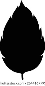 A simple, elegant black silhouette of a single leaf, perfect for design projects needing a nature-inspired element. The leaf shape is reminiscent of a birch or alder leaf.