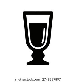 A simple, elegant black silhouette of a wine glass half full, set against a clean white background.