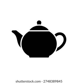 A simple, elegant black teapot silhouette against a clean white background, ideal for tea-related designs.