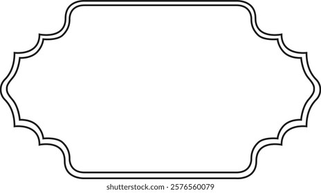 Simple, elegant black wavy frame with rounded corners creating a large white empty space for text or images, suitable for various design and decorative purposes