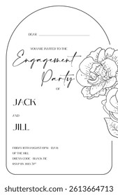 Simple elegant black and white engagement invitation template