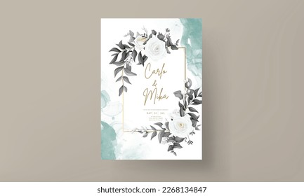 simple and elegant black and white floral wedding invitation card