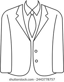 Un simple y elegante icono blanco y negro de un traje y corbata. Perfecto para sitios web, aplicaciones y presentaciones que necesitan un toque profesional.