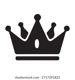 Uma ilustração simples e elegante em preto e branco de uma coroa real com cinco pontos proeminentes e uma forma oval central.